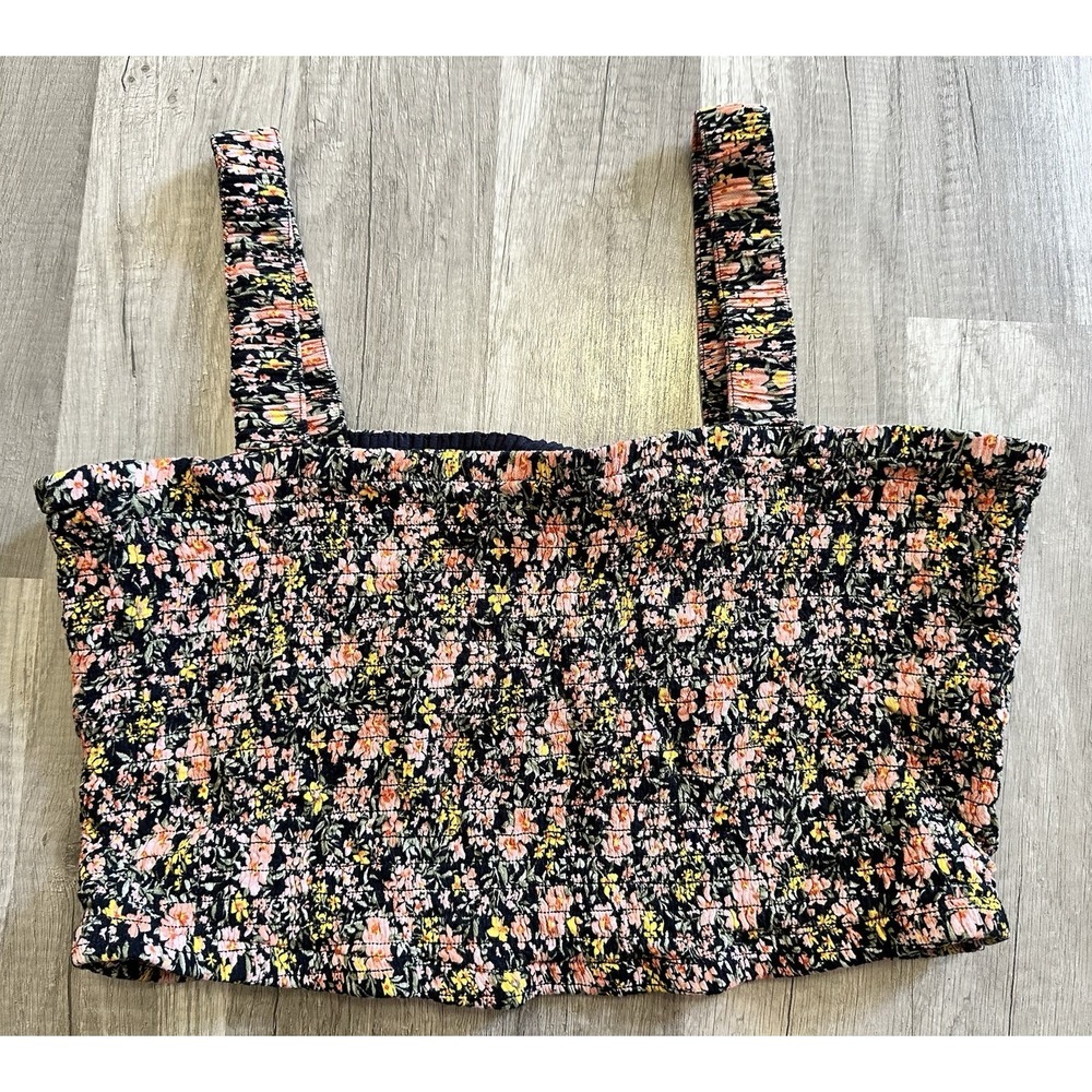 American Eagle Top Stretchy XL Floral Crop Bandeau Spaghetti Strap Tank